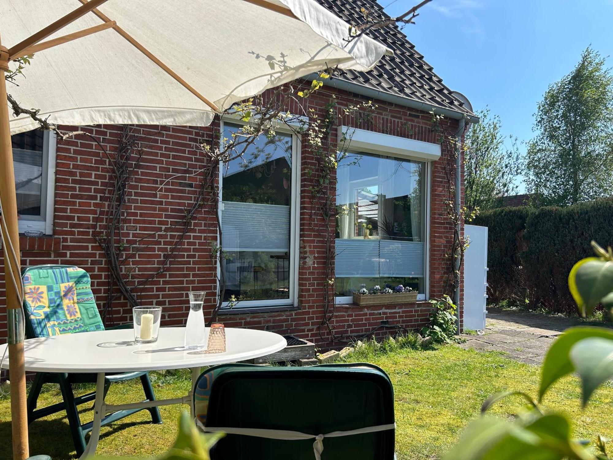 Ferienwohnung Haus Papenburg Garten Parkplatz Nordsee Exterior foto